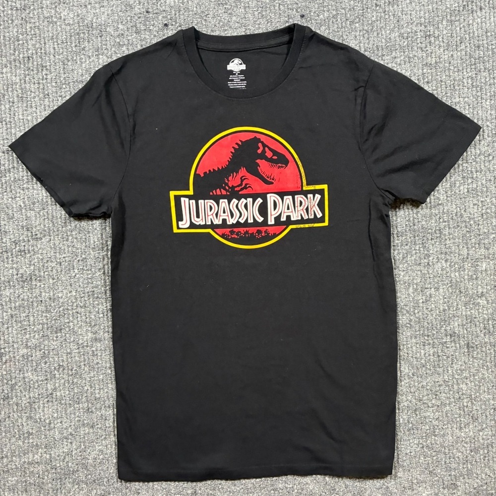 Jurassic Park Mens Graphic T Shirt M Black Logo Dinosaur Movie Universal 2022